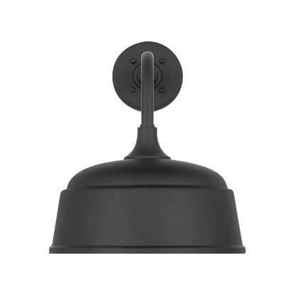 Academy Rex Barn Outdoor Wall Light in Matte Black (12.5-Inch Matte Black Rockhouse Shade).