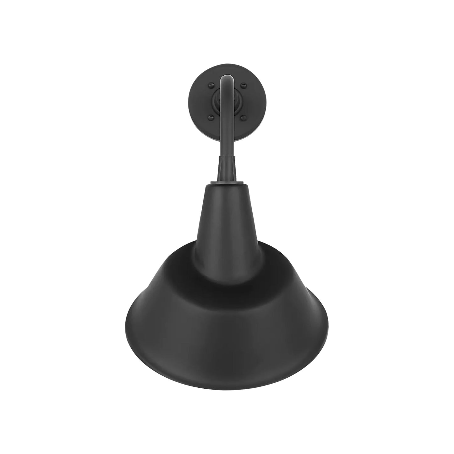 Academy Rex Barn Outdoor Wall Light in Matte Black (12.5-Inch Matte Black Tilted Bowers Shade).