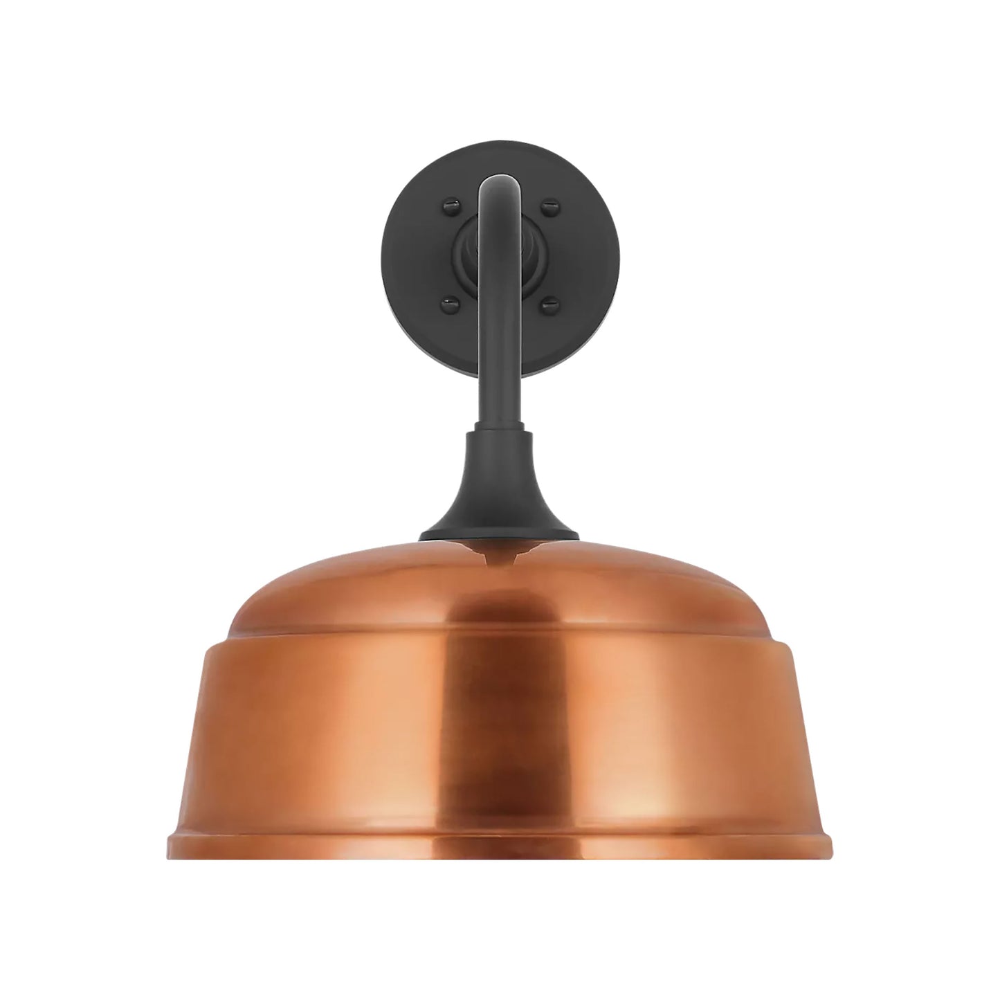 Academy Rex Barn Outdoor Wall Light in Matte Black (12.5-Inch Soft Copper Rockhouse Shade).