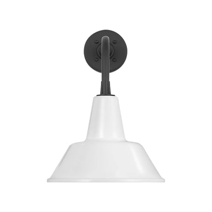 Academy Rex Barn Outdoor Wall Light in Matte Black (12.5-Inch White Bowers Shade).