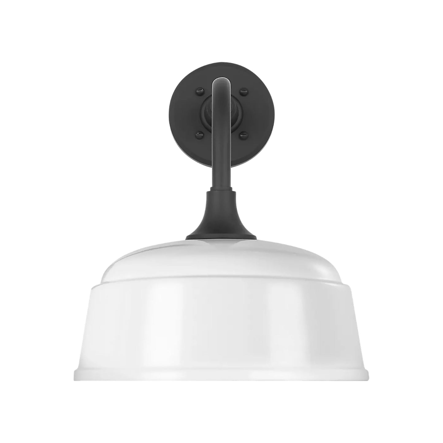 Academy Rex Barn Outdoor Wall Light in Matte Black (12.5-Inch White Rockhouse Shade).