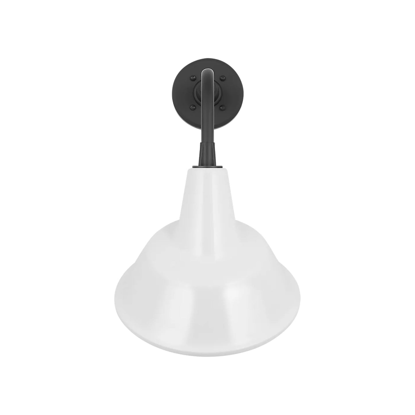 Academy Rex Barn Outdoor Wall Light in Matte Black (12.5-Inch White Tilted Bowers Shade).
