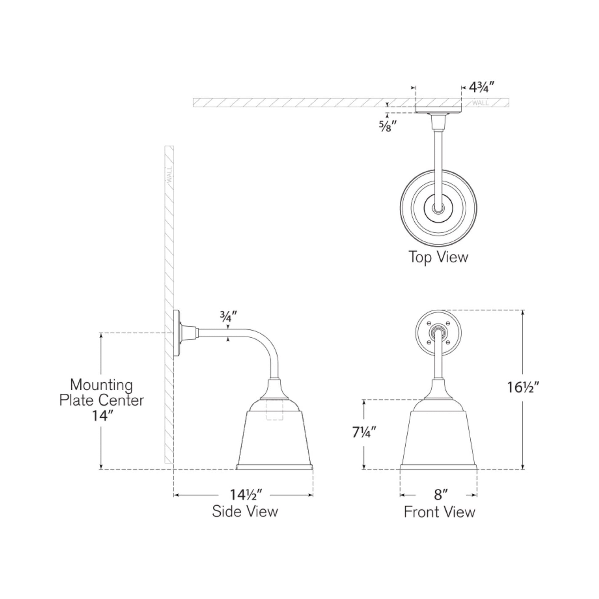 Academy Rex Barn Outdoor Wall Light - line drawing.