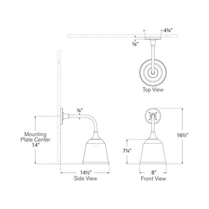Academy Rex Barn Outdoor Wall Light - line drawing.