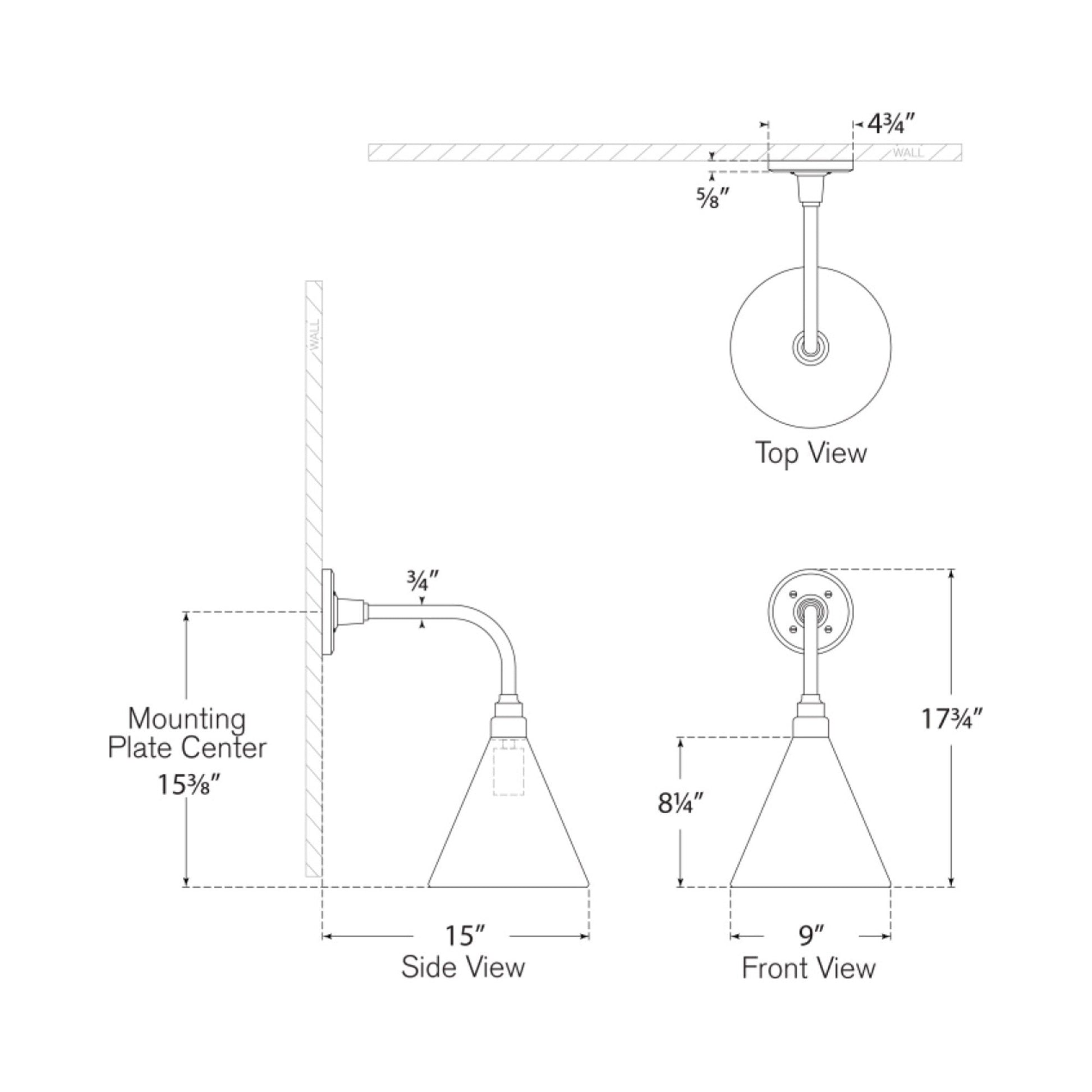 Academy Rex Barn Outdoor Wall Light - line drawing.