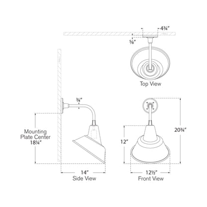 Academy Rex Barn Outdoor Wall Light - line drawing.