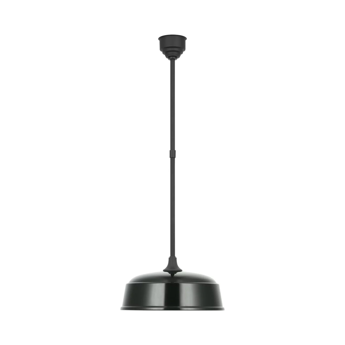 Academy Rockhouse Outdoor Pendant Light in Matte Black/Green (16-Inch).