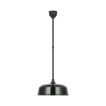 Academy Rockhouse Outdoor Pendant Light in Matte Black/Green (16-Inch).