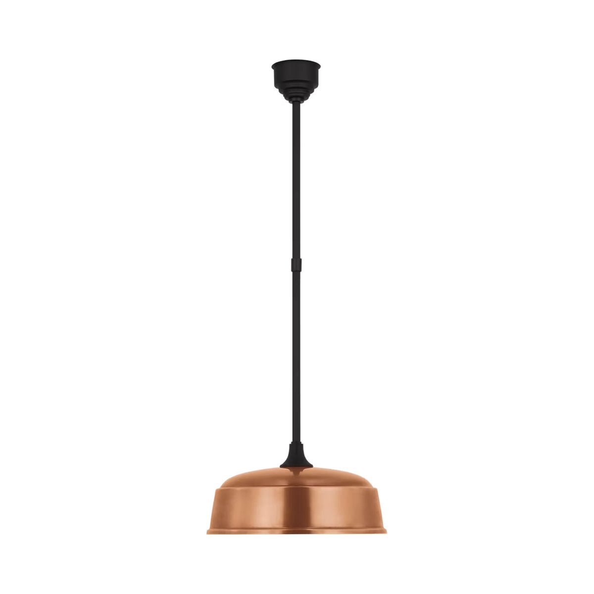 Academy Rockhouse Outdoor Pendant Light in Matte Black/Soft Copper (16-Inch).