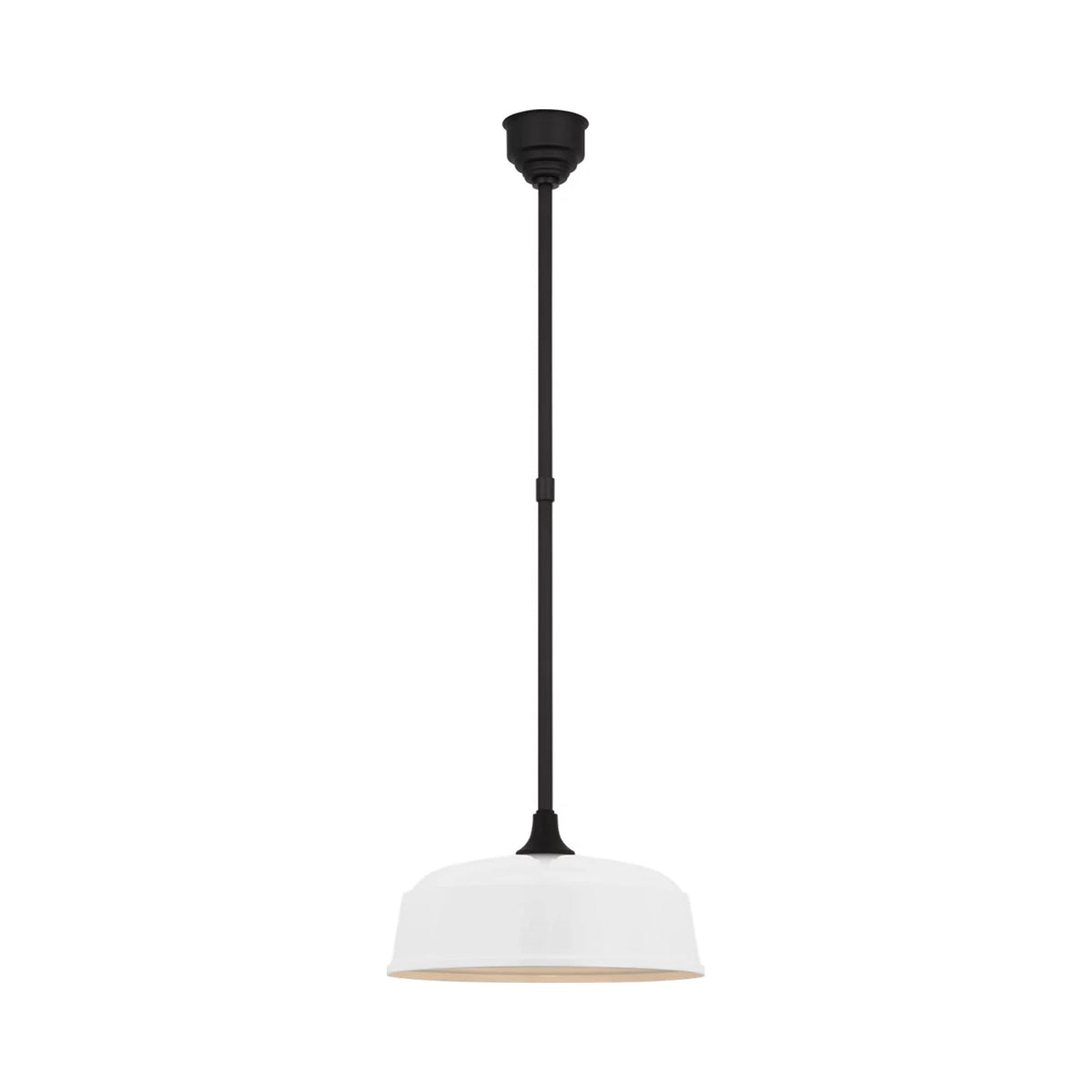 Academy Rockhouse Outdoor Pendant Light in Matte Black/White (16-Inch).