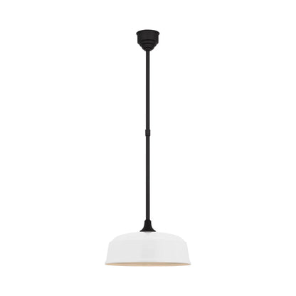 Academy Rockhouse Outdoor Pendant Light in Matte Black/White (16-Inch).