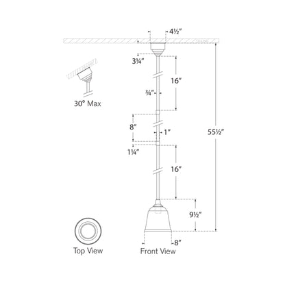 Academy Rockhouse Outdoor Pendant Light - line drawing.