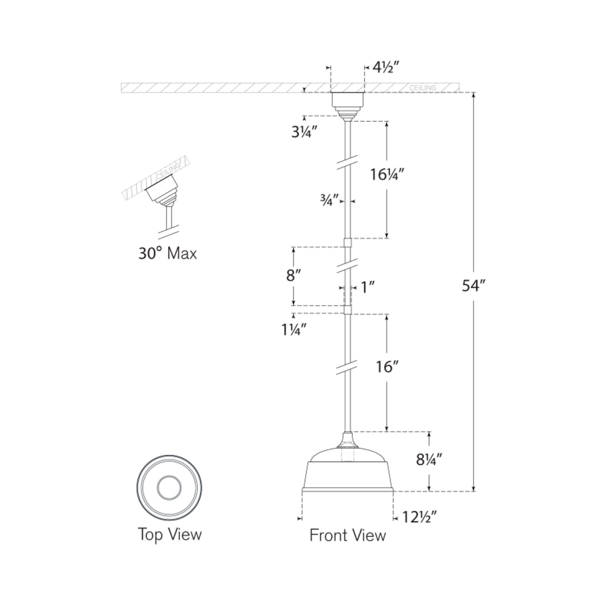 Academy Rockhouse Outdoor Pendant Light - line drawing.