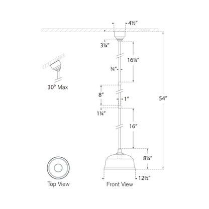 Academy Rockhouse Outdoor Pendant Light - line drawing.