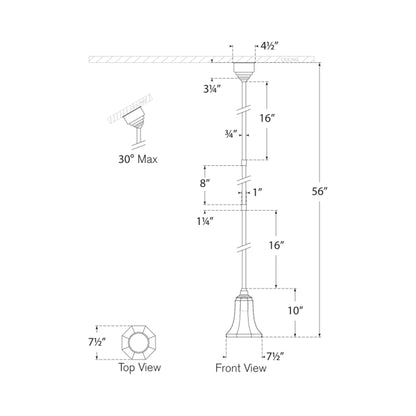 Academy Savannah Outdoor Pendant Light - line drawing.