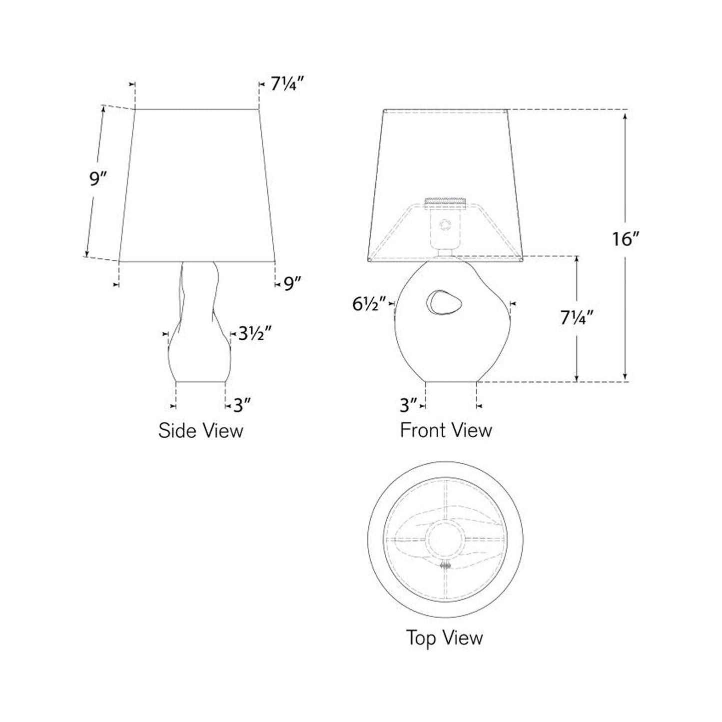 Adria Table Lamp - line drawing.