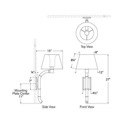 Alana Wall Light - line drawing.