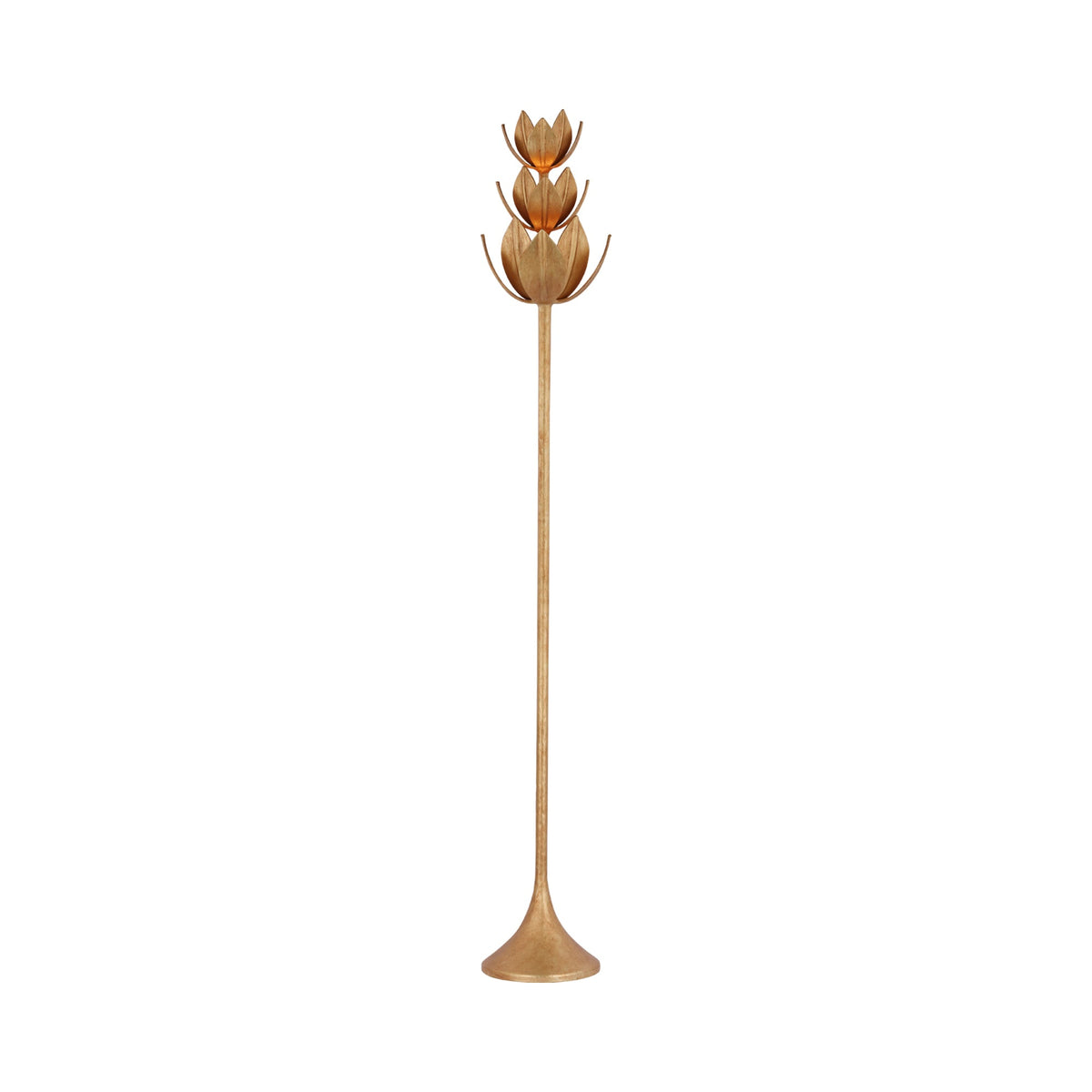 Alberto LED Floor Lamp in Antique Gold Leaf.