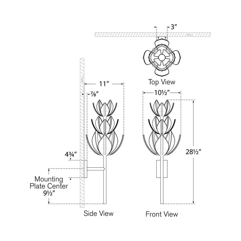 Alberto LED Wall Light - line drawing.