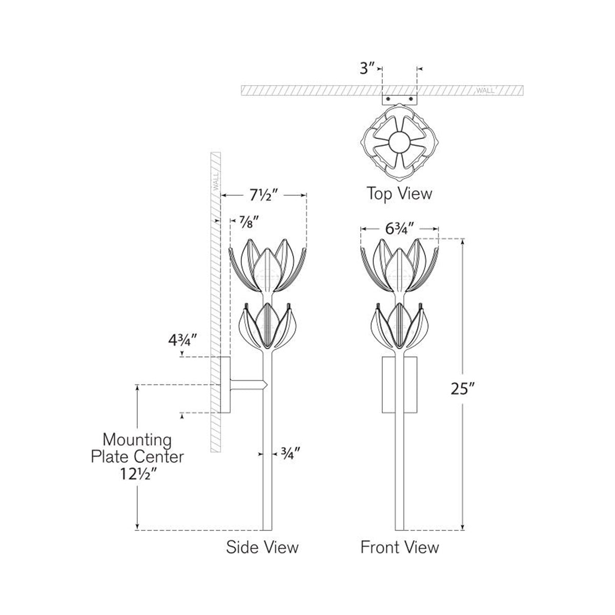 Alberto LED Wall Light - line drawing.
