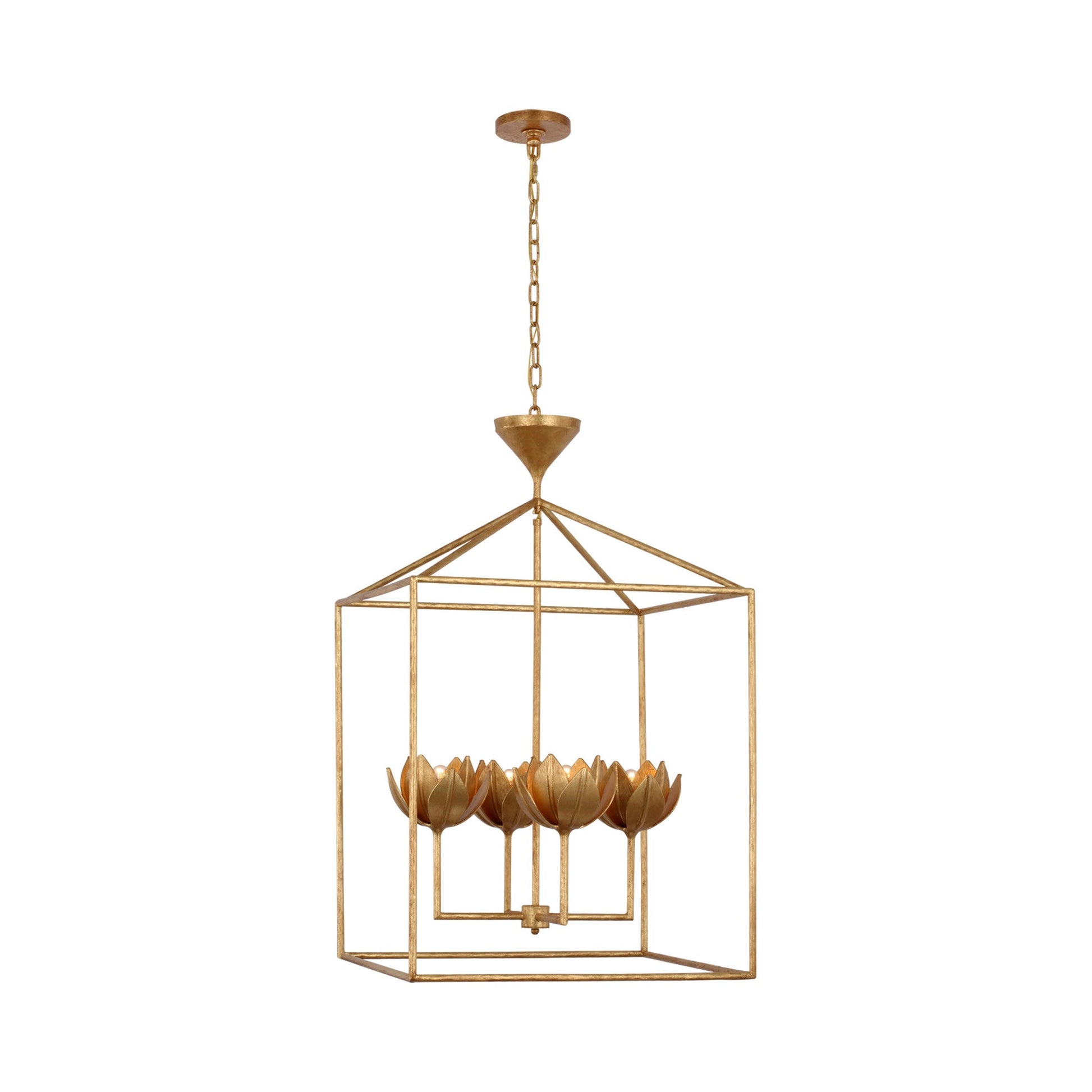 Alberto Pendant Light in Antique Gold Leaf (24-Inch).