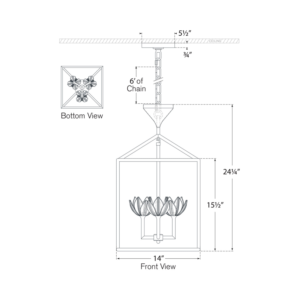 Alberto Pendant Light - line drawing.