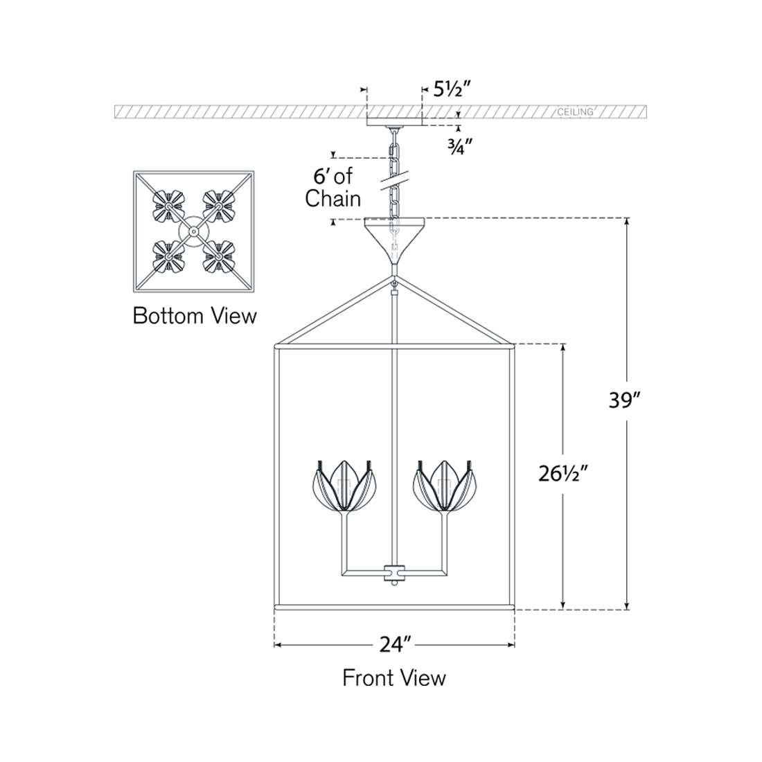 Alberto Pendant Light - line drawing.