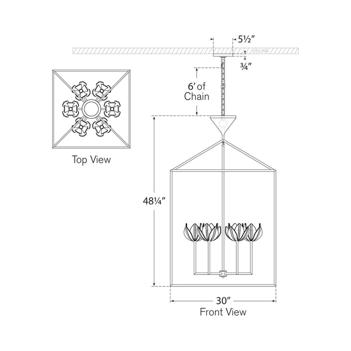 Alberto Pendant Light - line drawing.