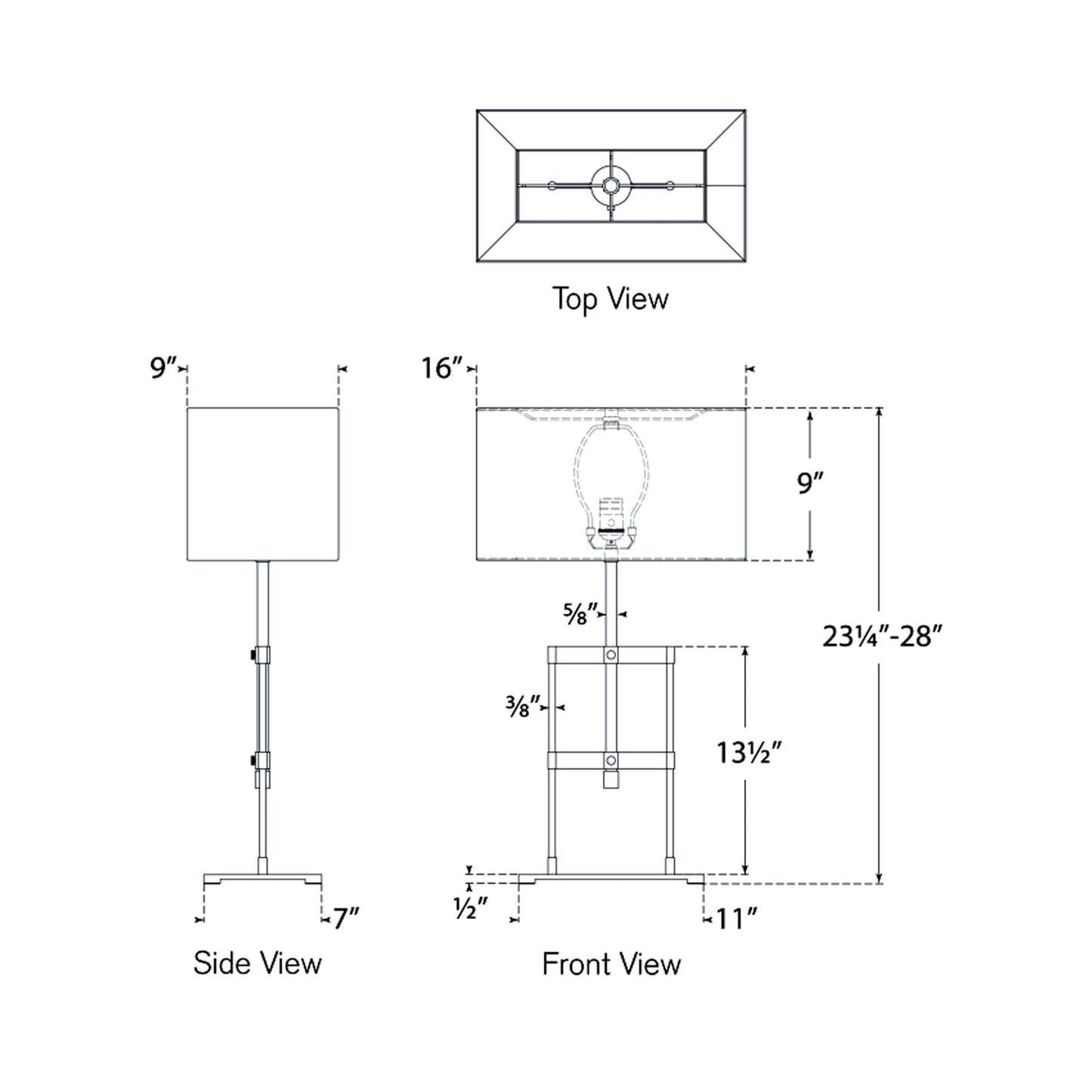 Alda Table Lamp - line drawing.