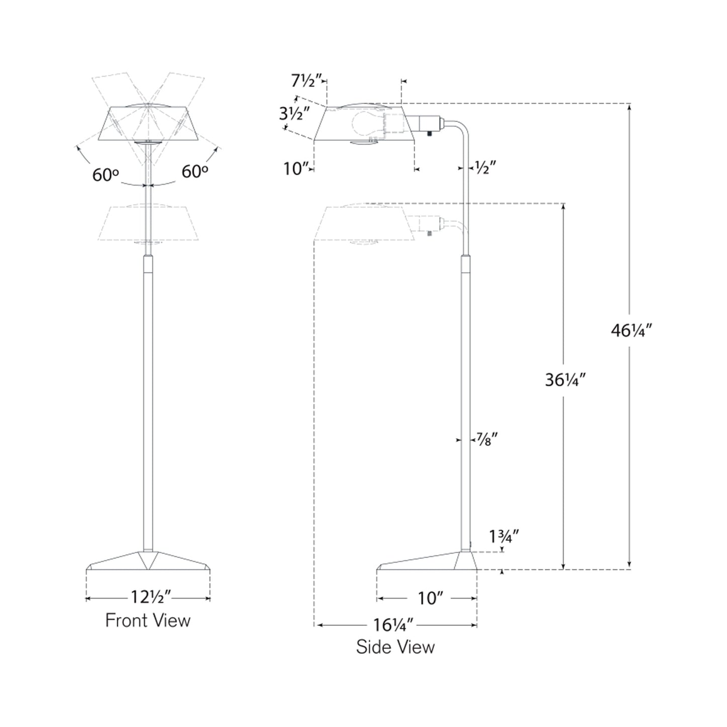 Alfie Floor Lamp - line drawing.