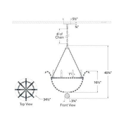 Alonzo Chandelier - line drawing.