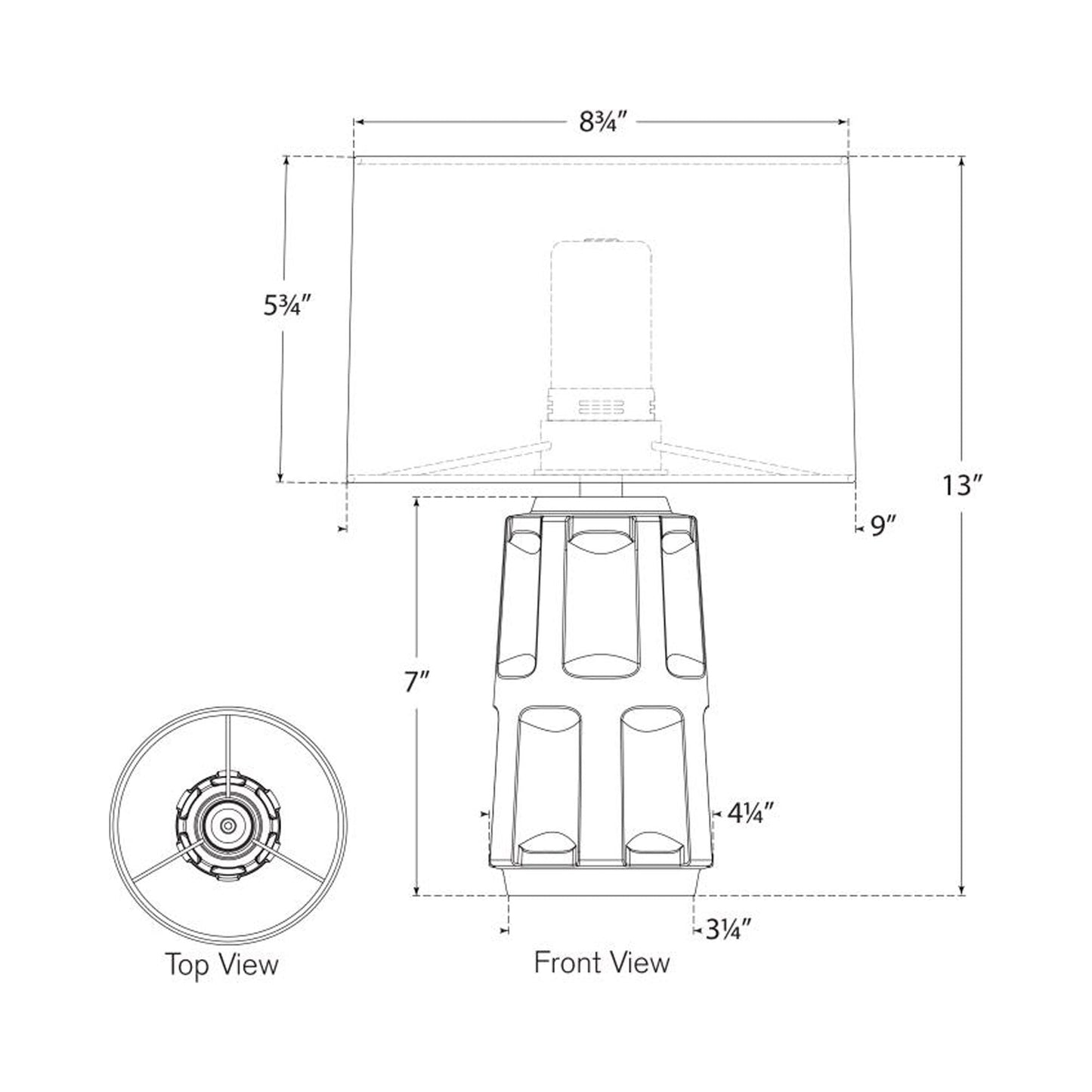 Altamira LED Rechargeable Table Lamp - line drawing.
