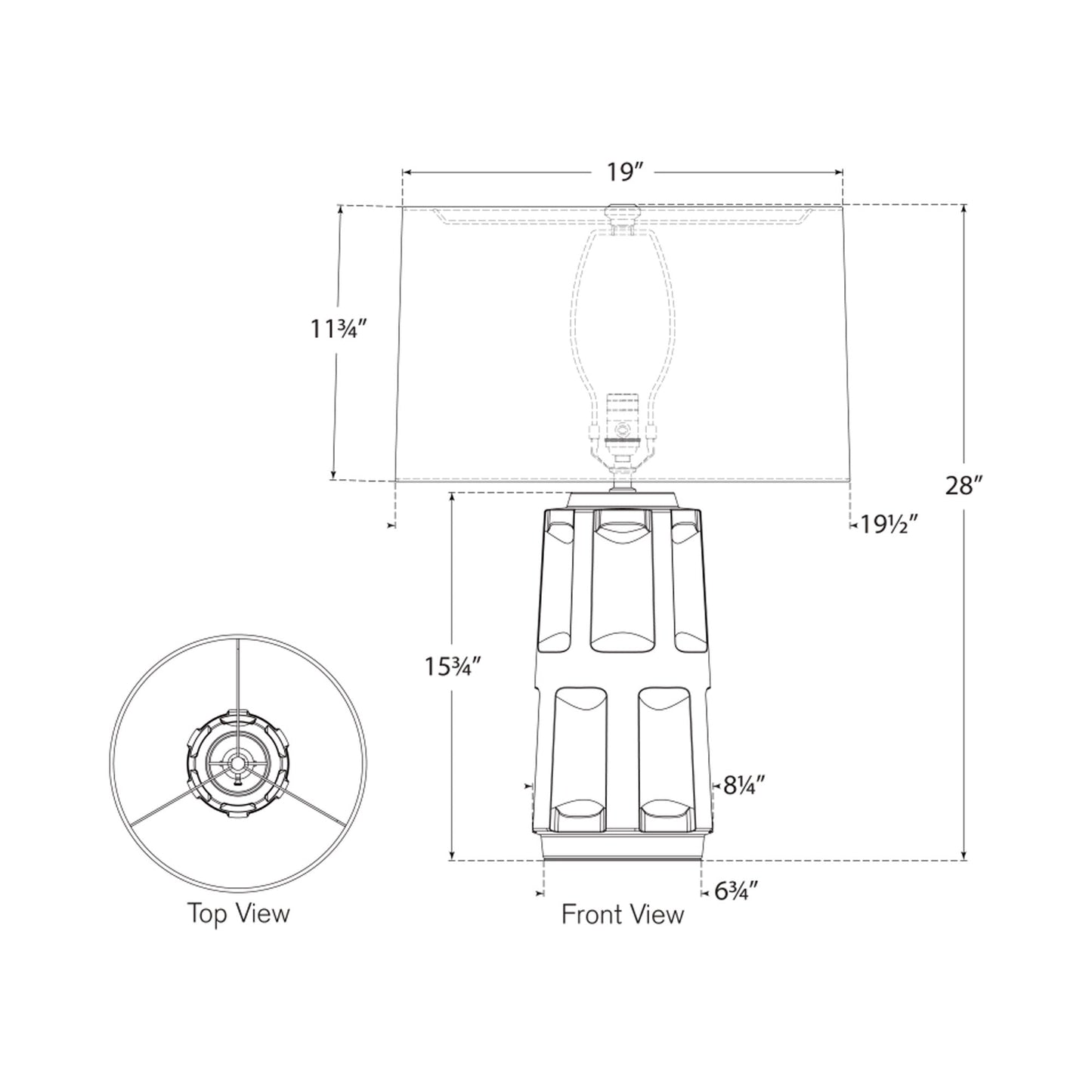 Altamira Table Lamp - line drawing.