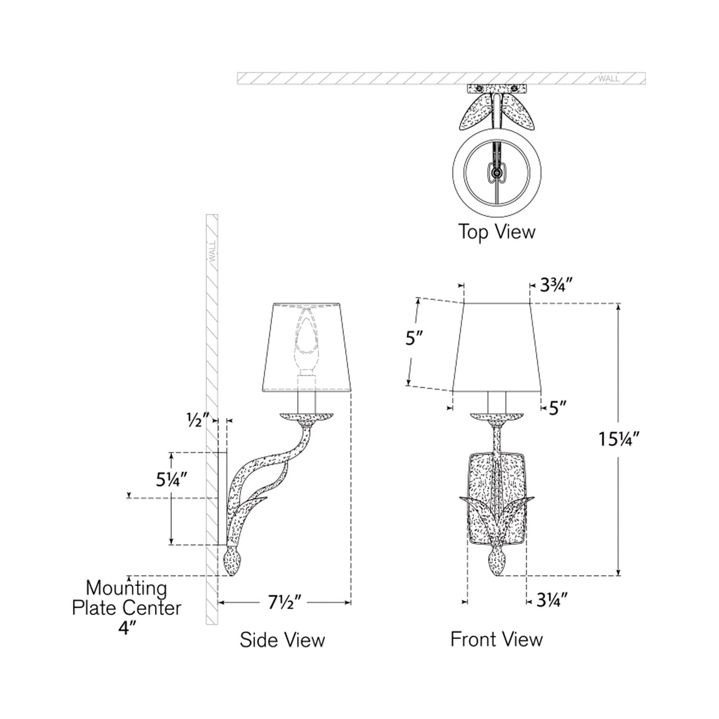 Amalfi Wall Light - line drawing.