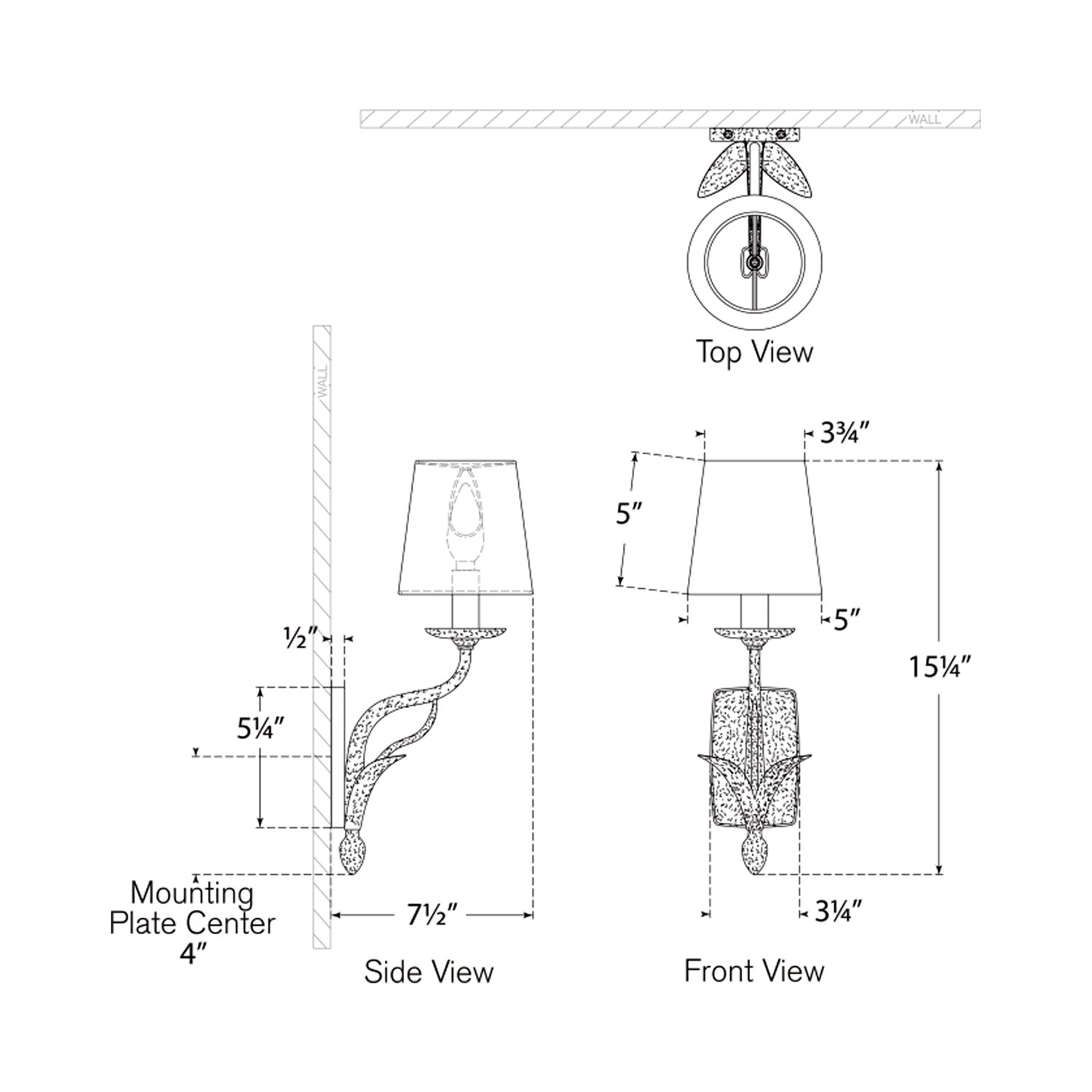 Amalfi Wall Light - line drawing.