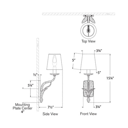 Amalfi Wall Light - line drawing.