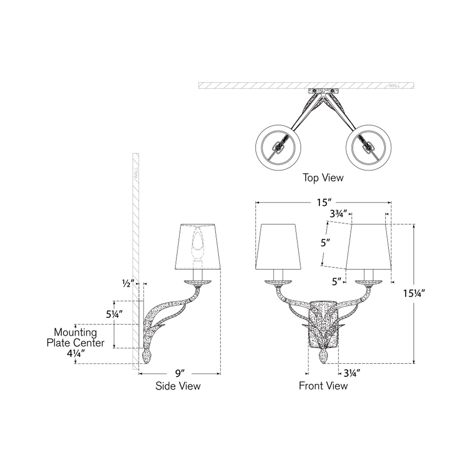 Amalfi Wall Light - line drawing.