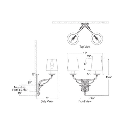 Amalfi Wall Light - line drawing.
