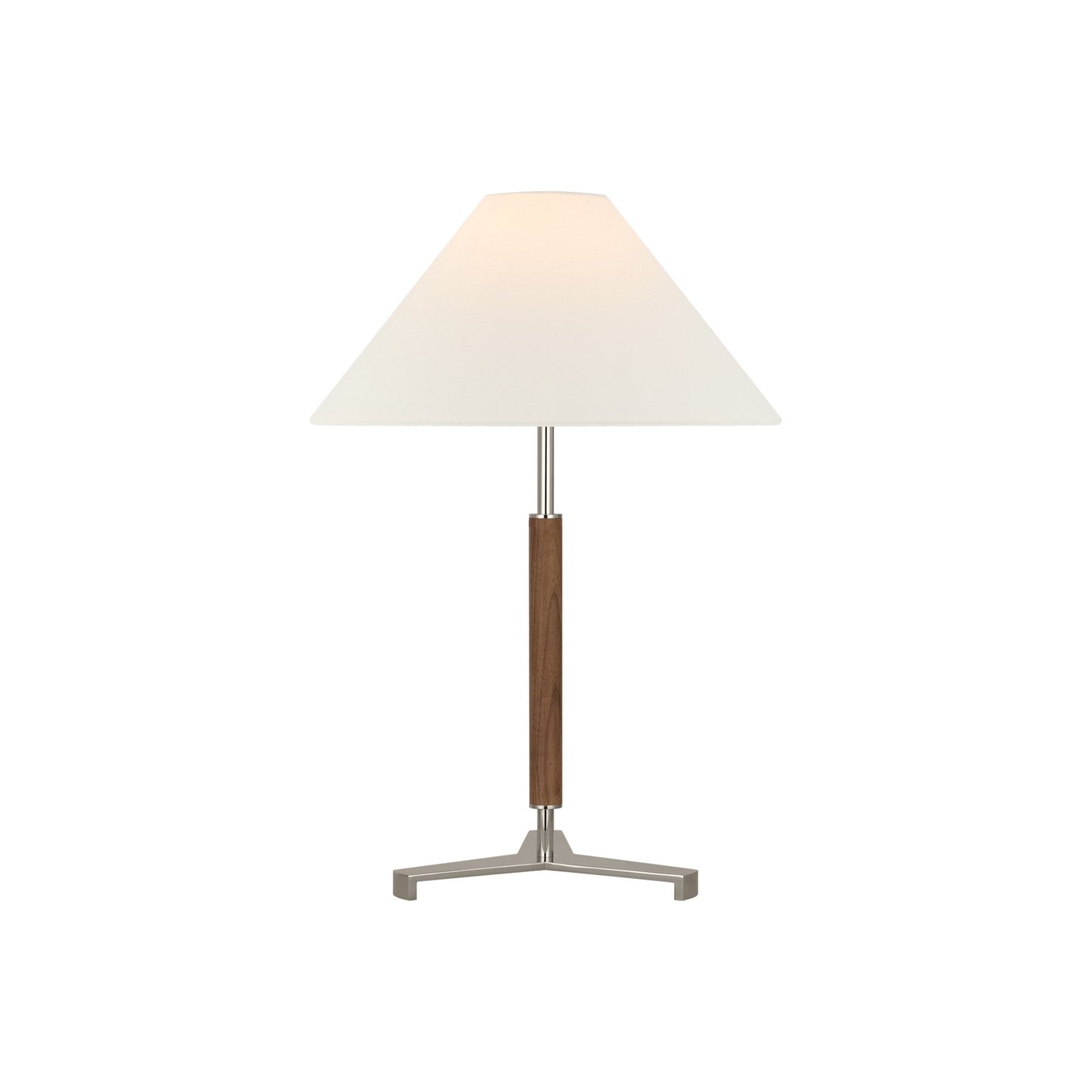 Amaya Table Lamp in Polished Nickel/Walnut (Small).