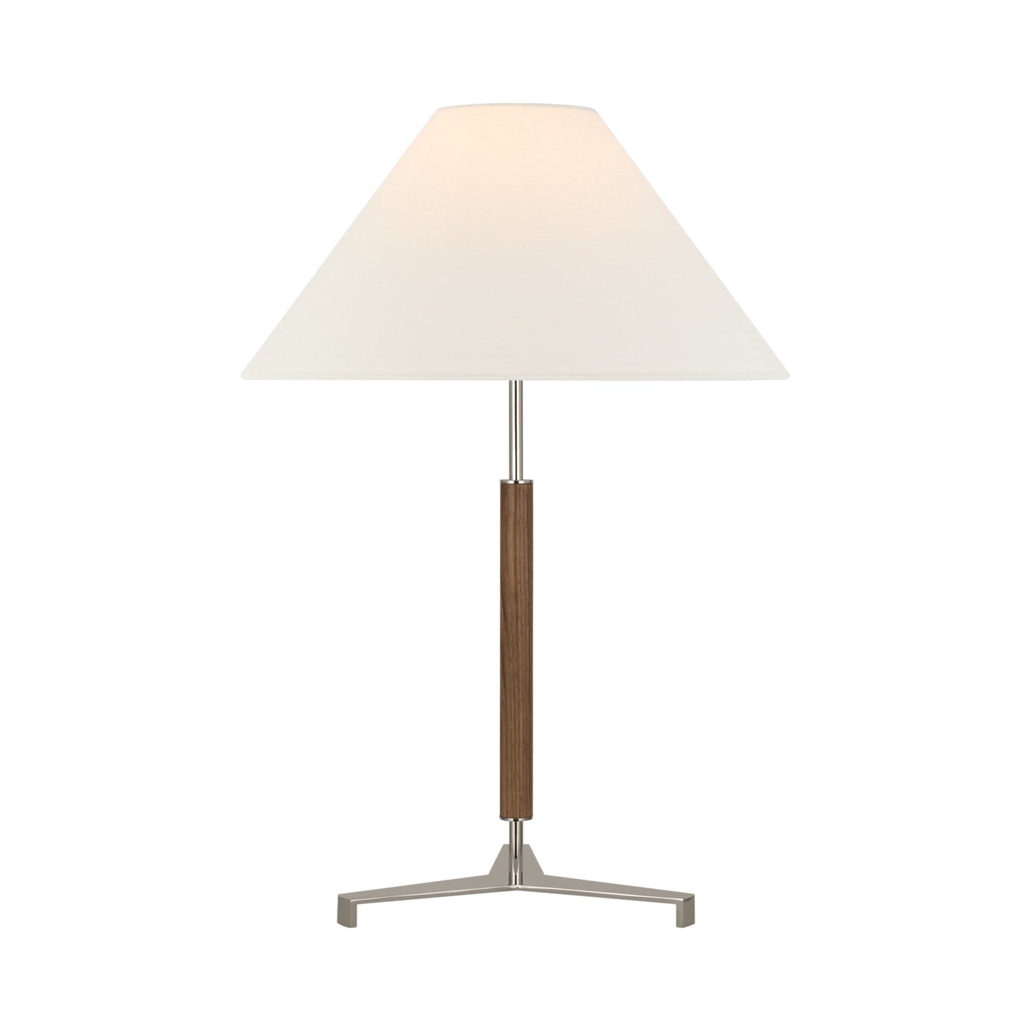 Amaya Table Lamp in Polished Nickel/Walnut (Large).