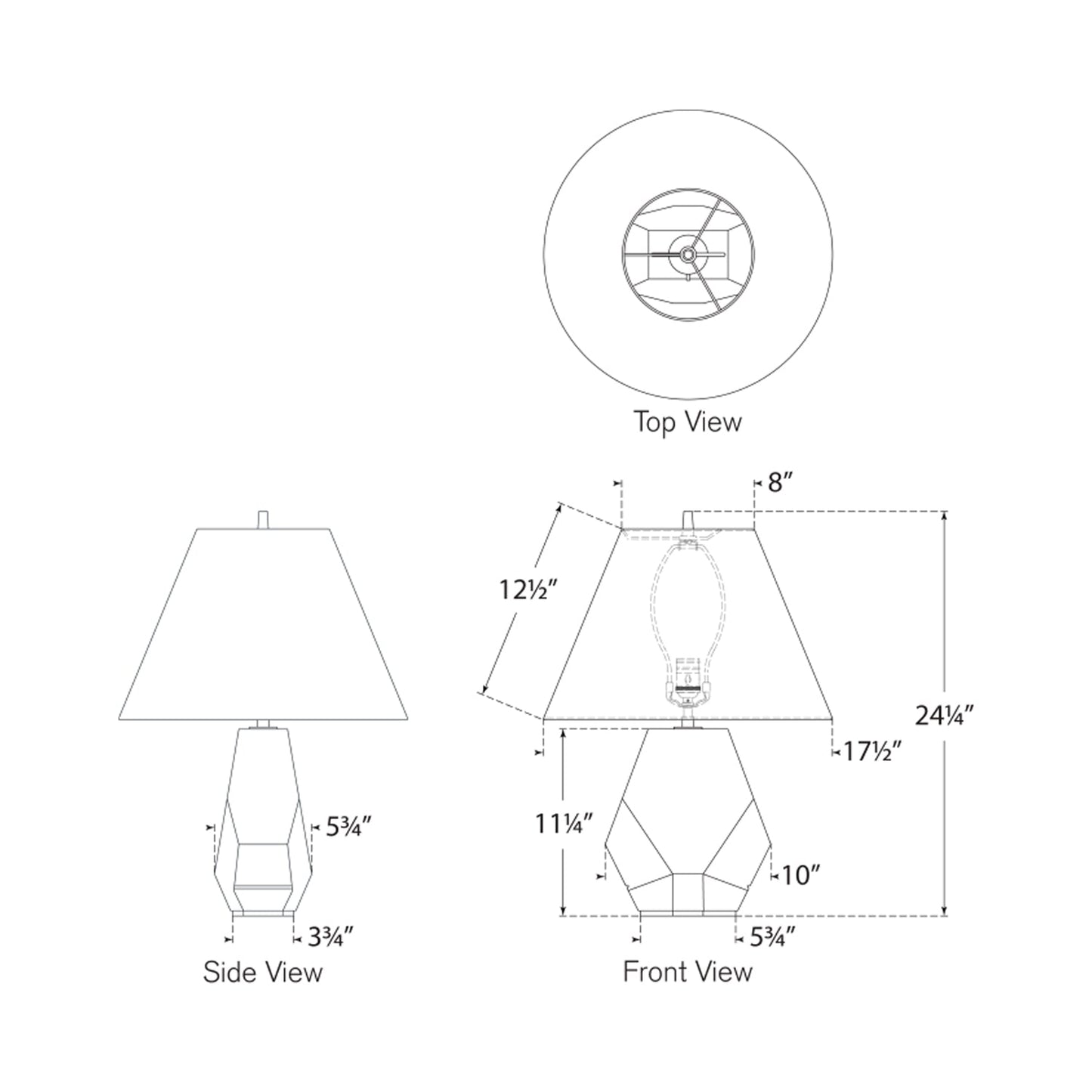 Anthenee Table Lamp - line drawing.