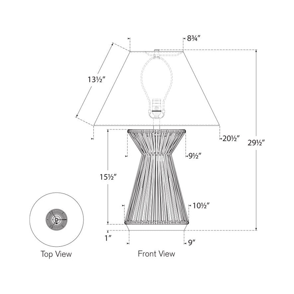 Antigua Table Lamp - line drawing.