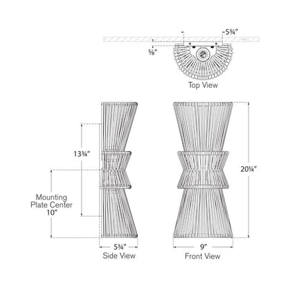 Antigua Wall Light - line drawing.