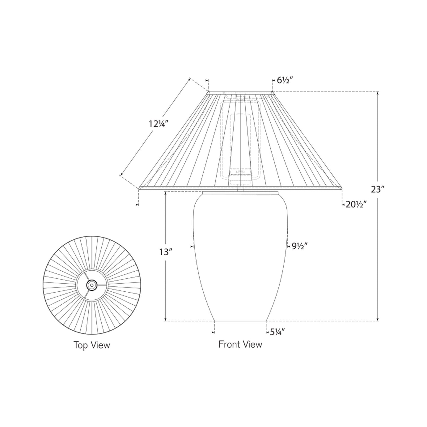 Anwen LED Rechargeable Table Lamp - line drawing.
