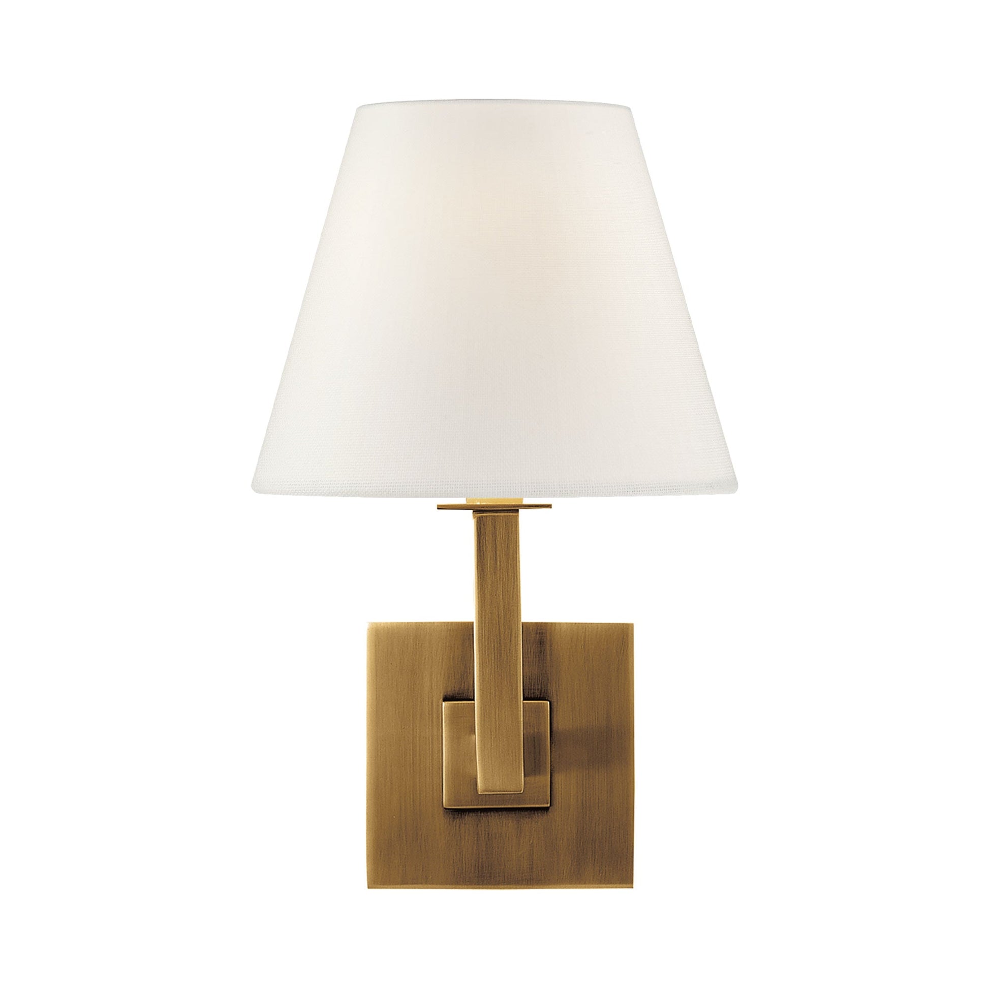 Architectural Wall Light in Hand-Rubbed Antique Brass/Linen.
