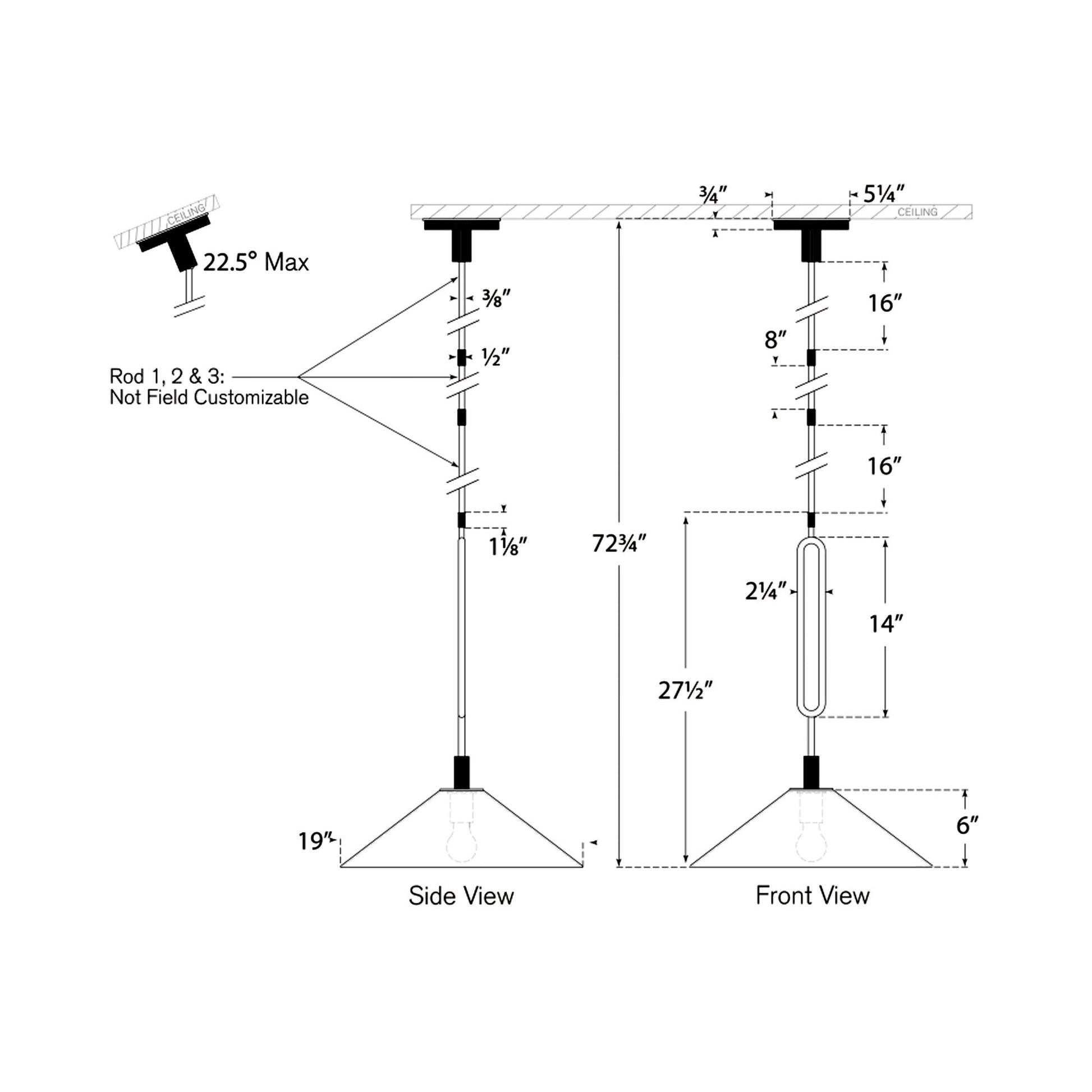Argo Pendant Light - line drawing.