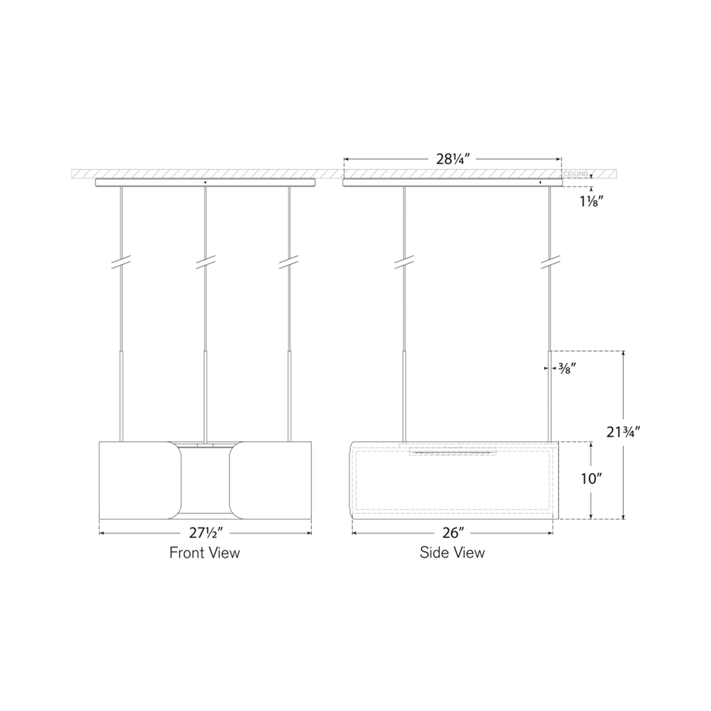 Armise LED Chandelier - line drawing.