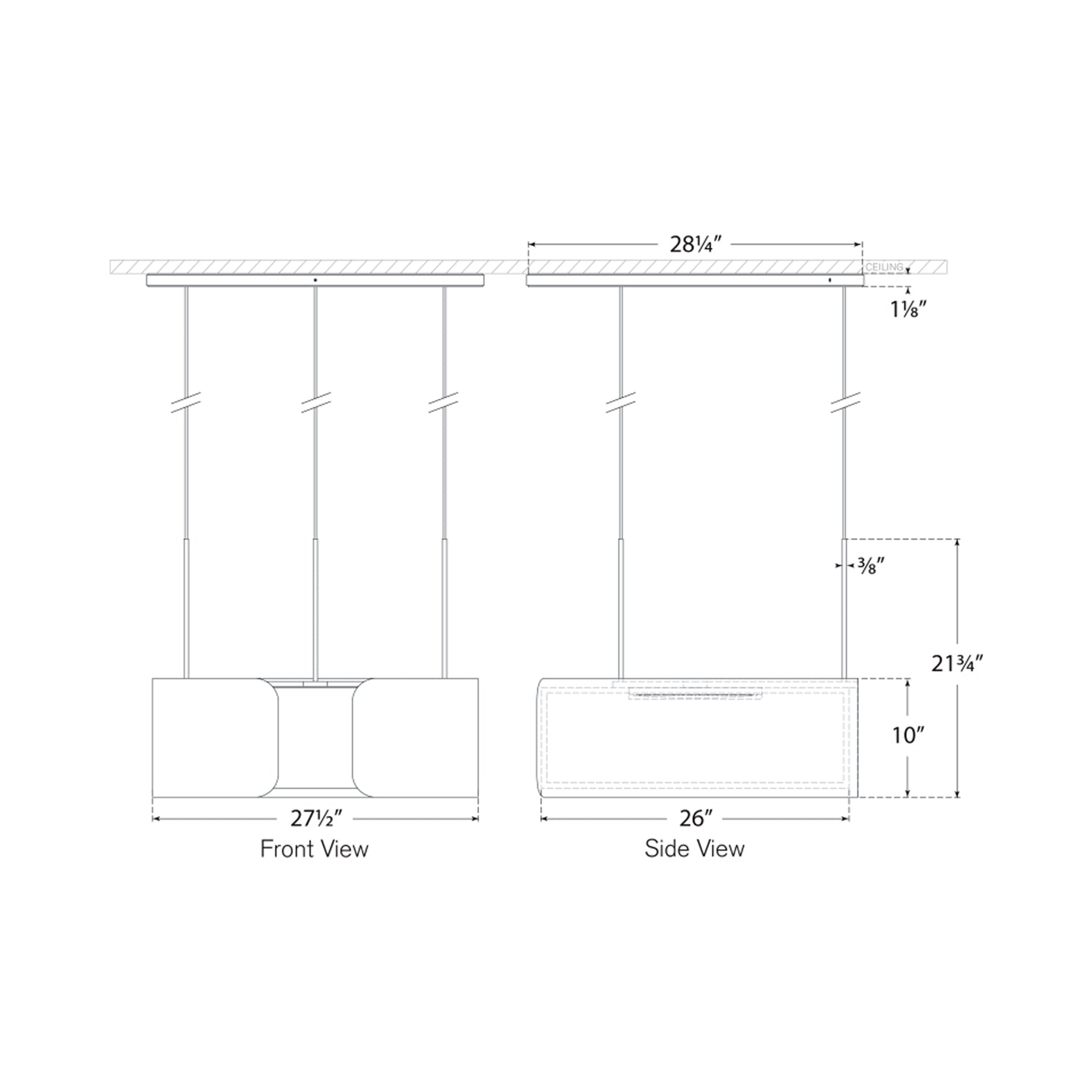 Armise LED Chandelier - line drawing.