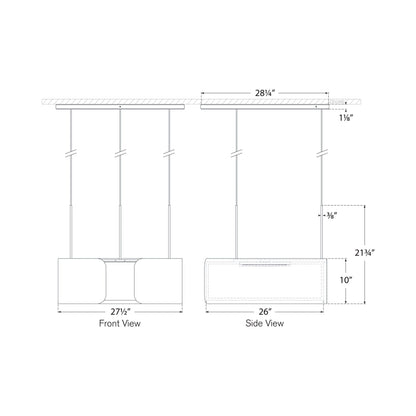 Armise LED Chandelier - line drawing.
