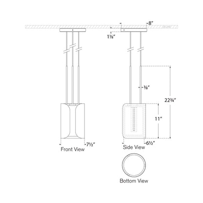 Armise LED Pendant Light - line drawing.
